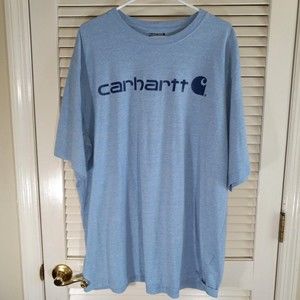 Carhartt T Size 2XL Tee Shirt Loose Fit Work Athletic Casual Fleck Pattern Blue